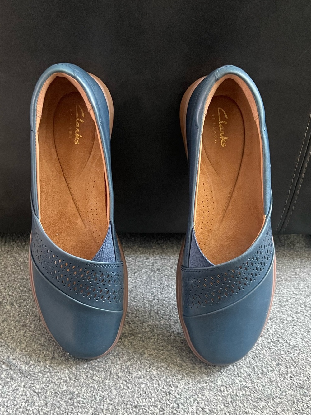 Clarks Certina Edge Leather Women's Navy Slip-On Loafers - Picture 7 of 14